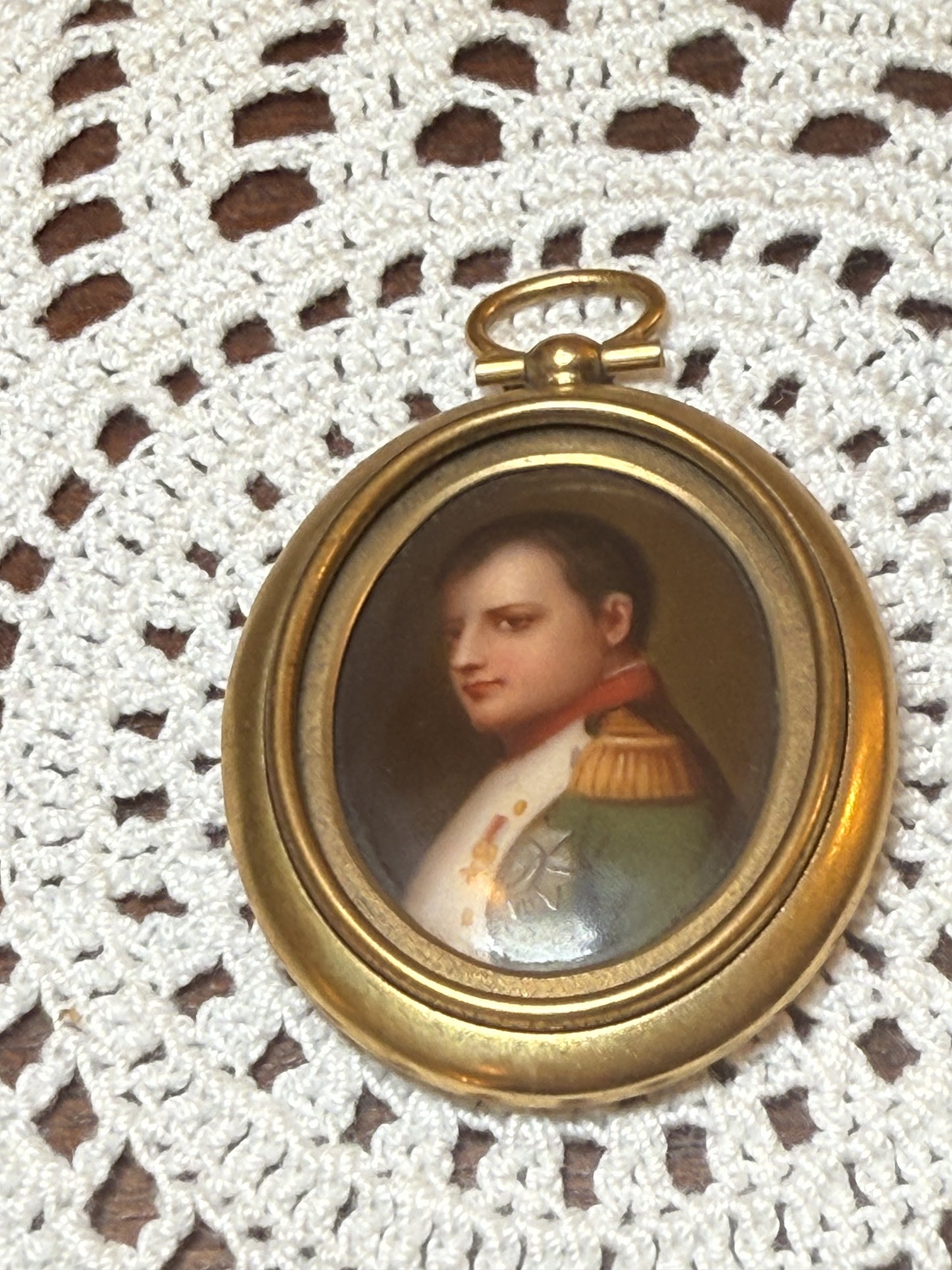 Antique Napoleon 19th Century Portrait Miniature Pendant