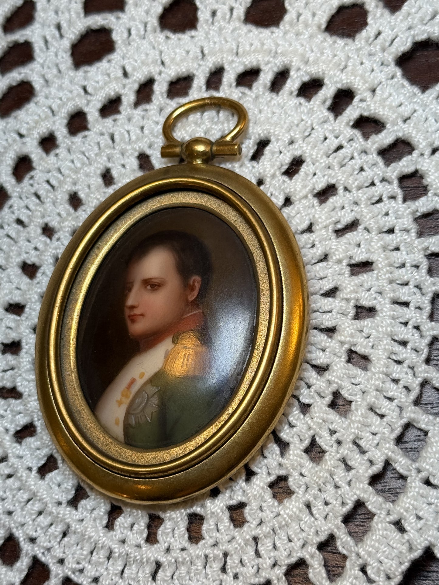 Antique Napoleon 19th Century Portrait Miniature Pendant