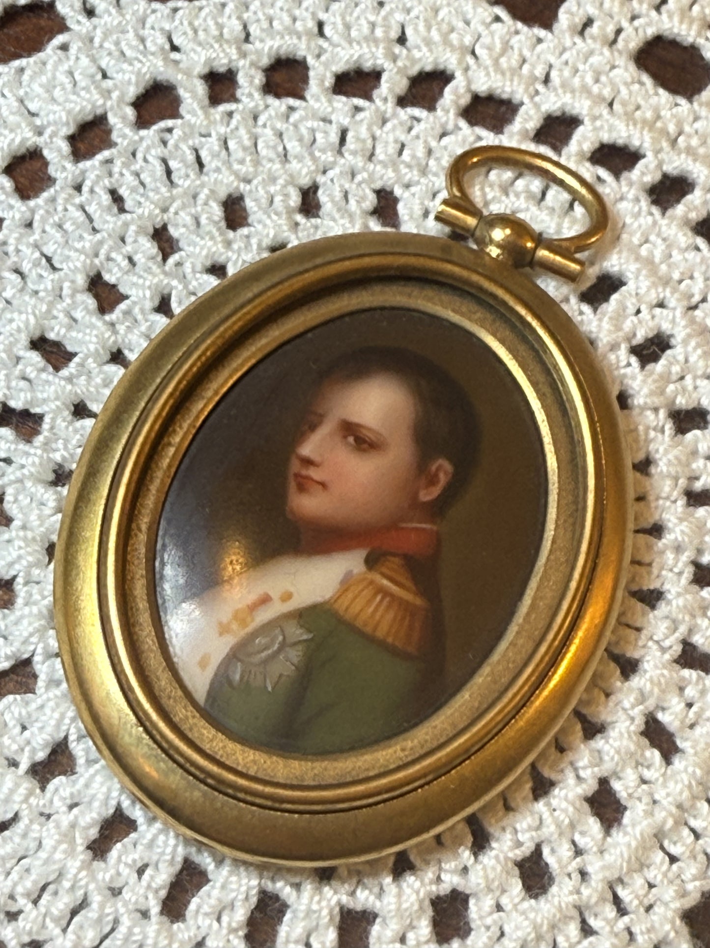 Antique Napoleon 19th Century Portrait Minature Pendant