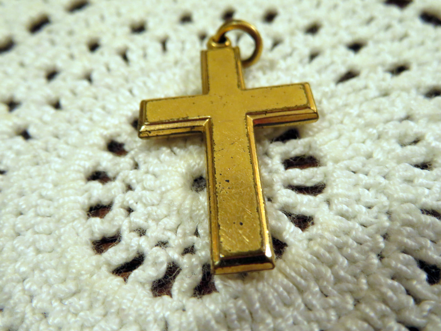 Antique Rhinestone Gold Cross Pendant Charm