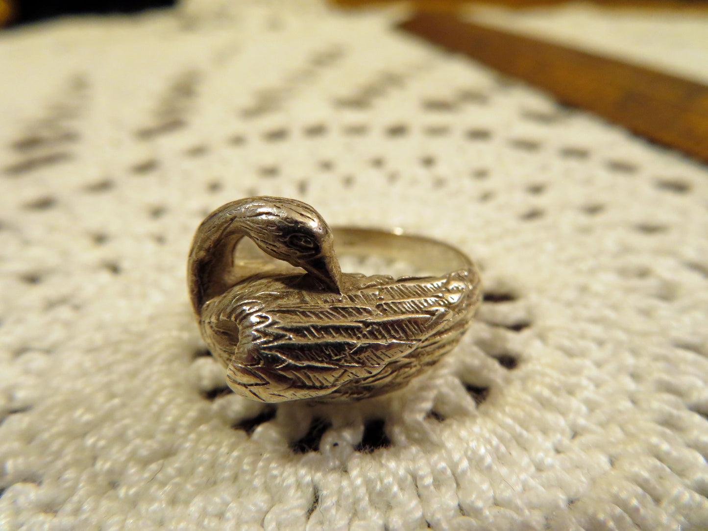 Antique Sterling Silver Swan Ring