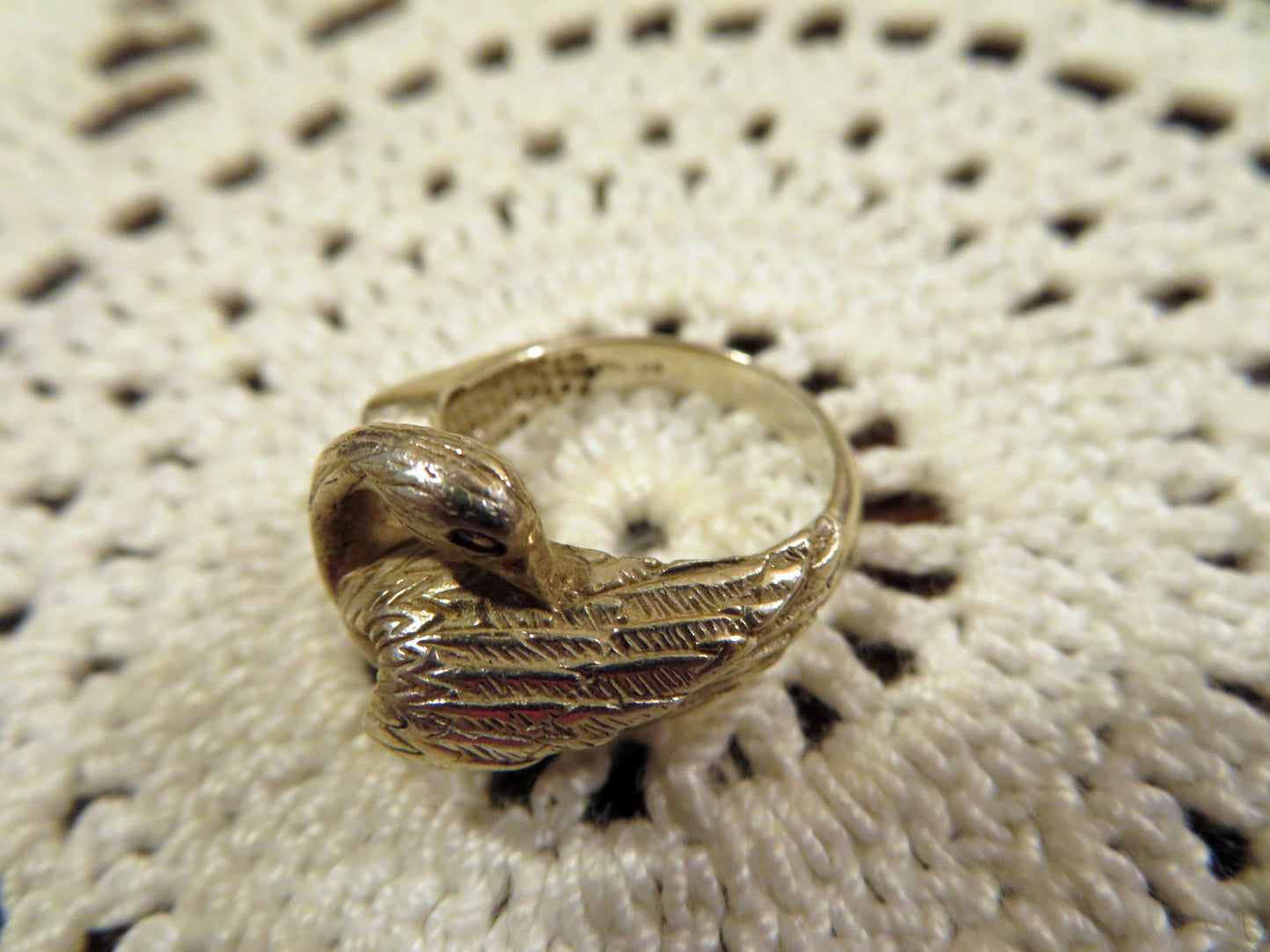 Antique Sterling Silver Swan Ring