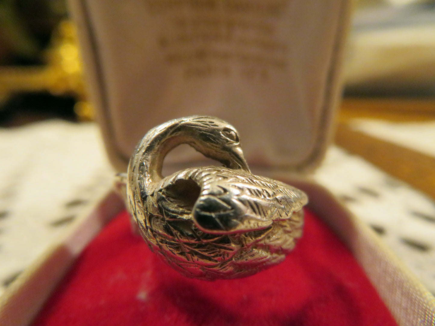 Antique Sterling Silver Swan Ring