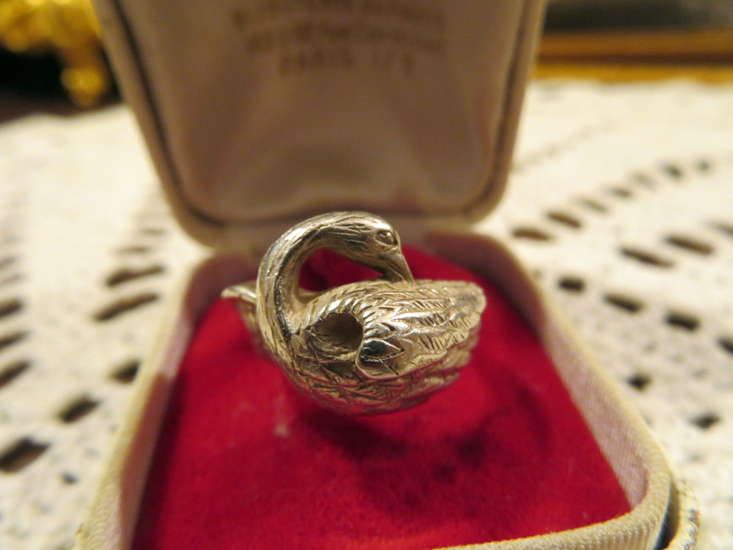 Antique Sterling Silver Swan Ring