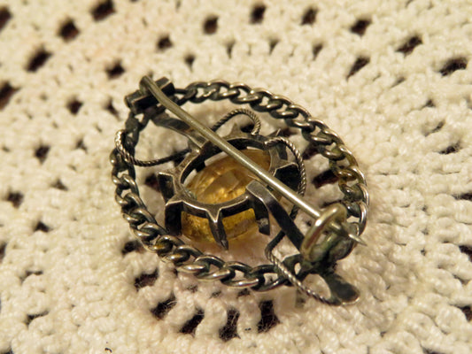 Antique Victorian Scottish Citrine Silver Brooch