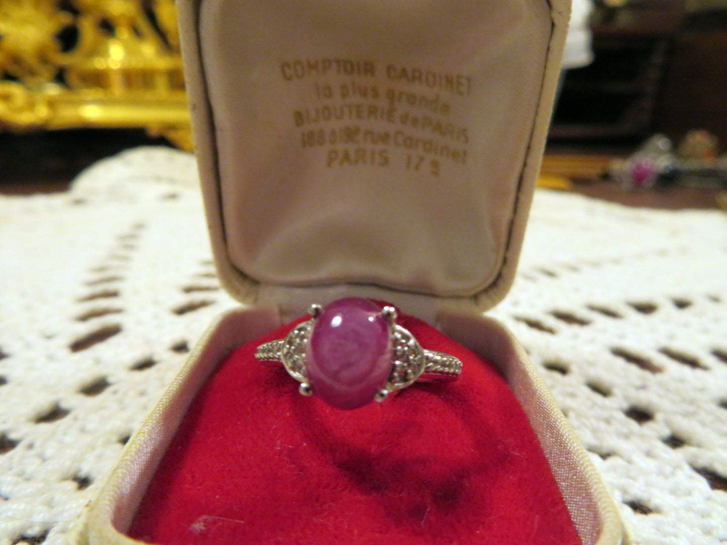 Vintage Sterling Silver Star Ruby Ring