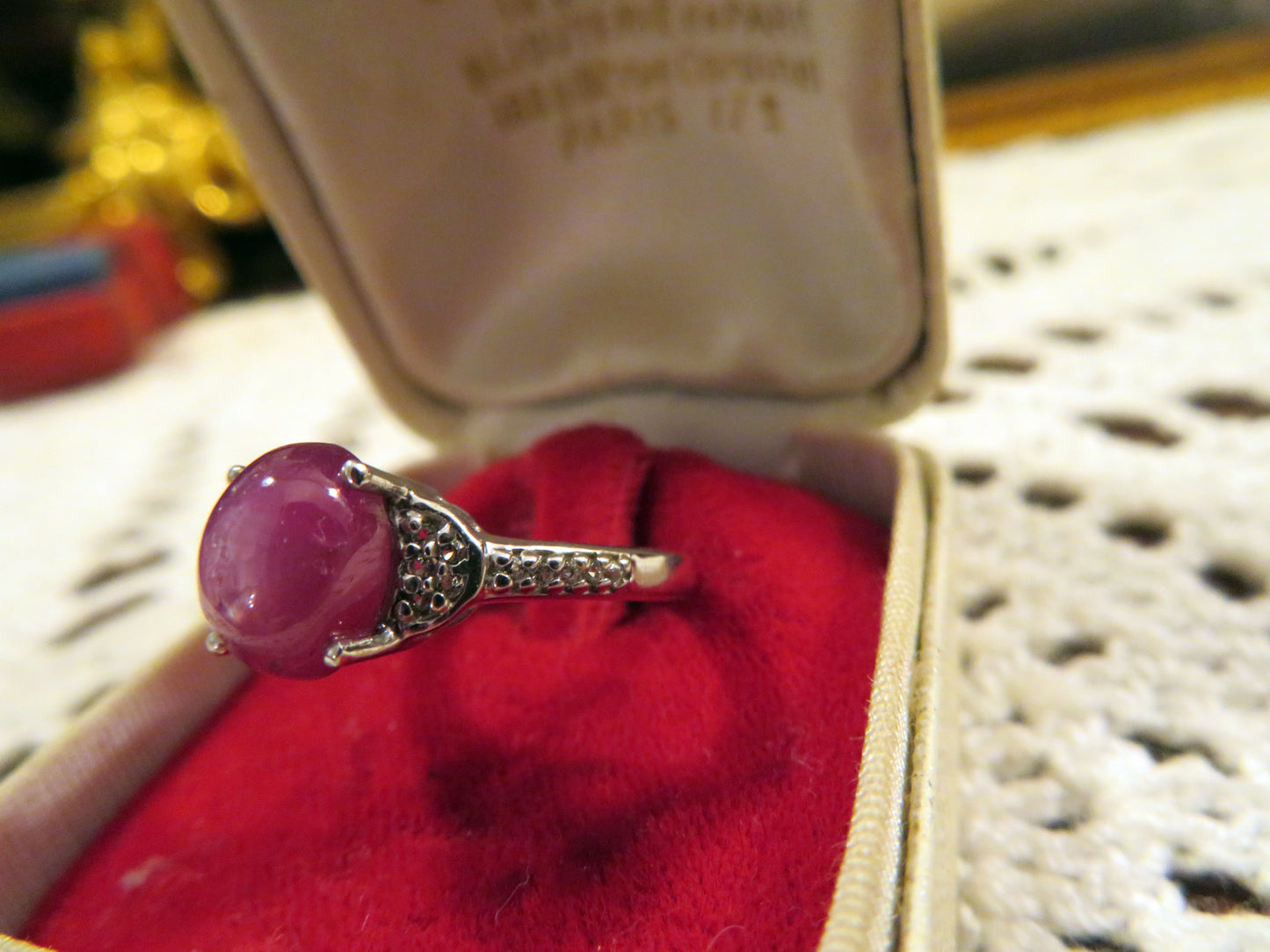 Vintage Sterling Silver Star Ruby Ring