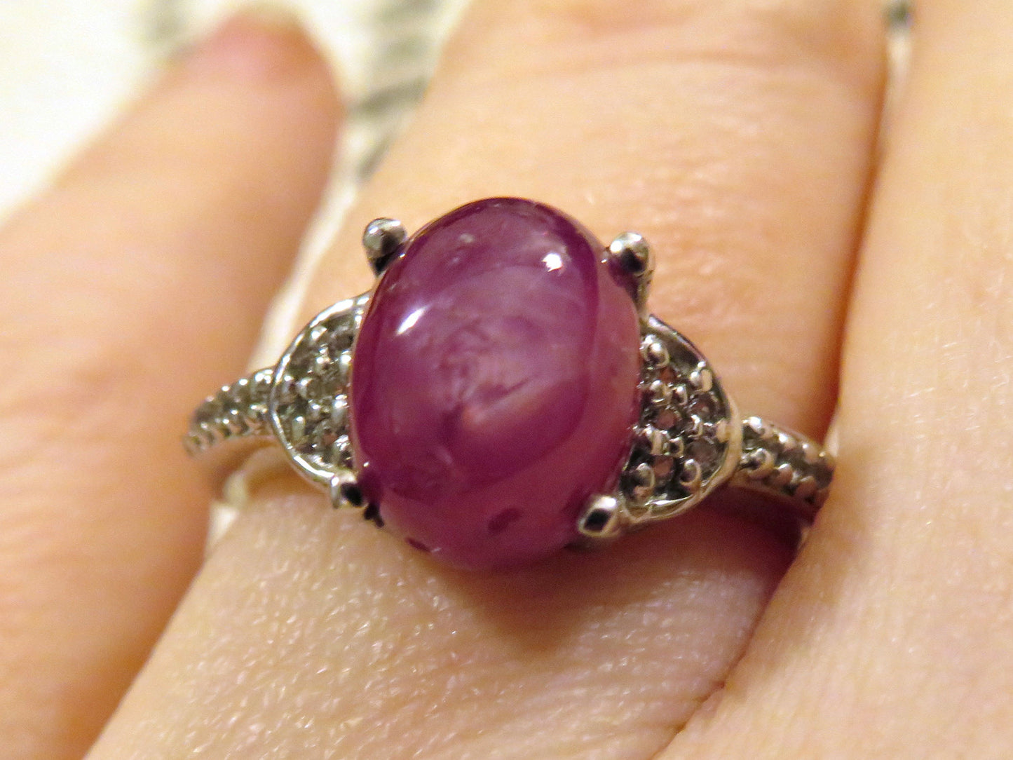 Vintage Sterling Silver Star Ruby Ring