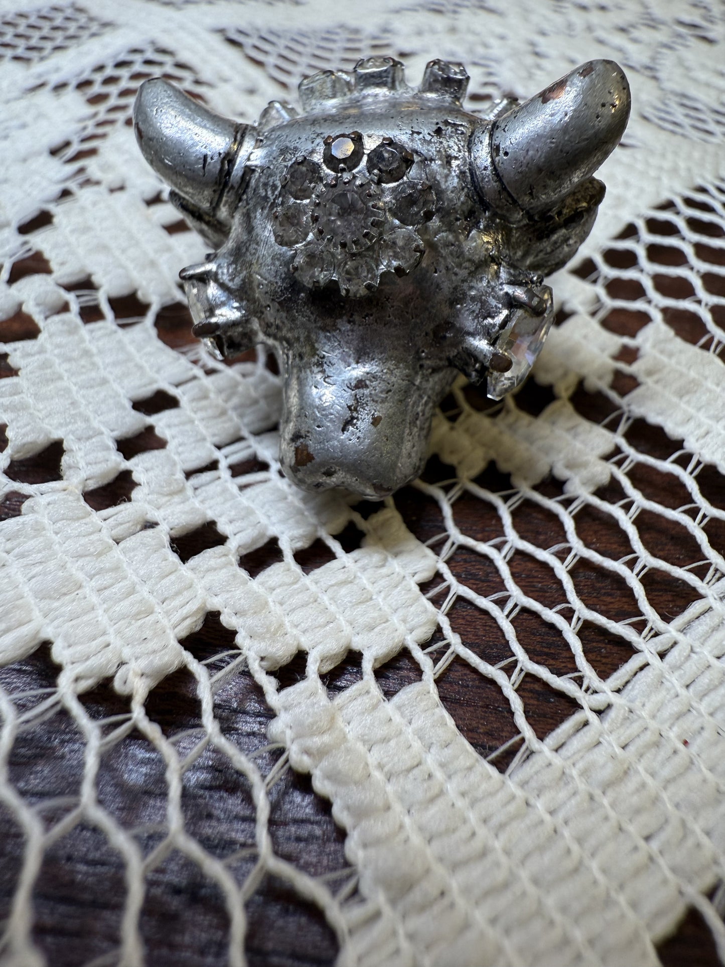 Vintage Chunky Crystal Bull Ring