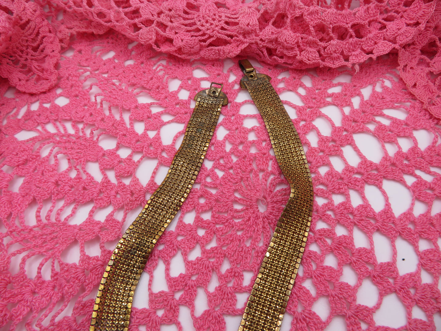 Vintage Citrine Rhinestone Chainmail Mesh Necklace