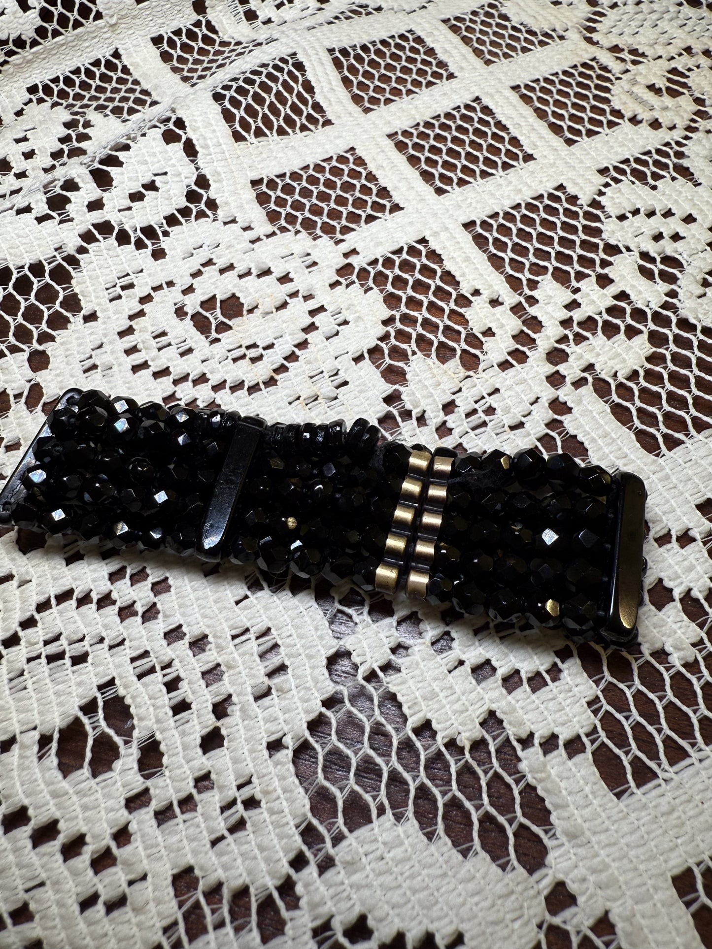 Antique Victorian French Jet Beaded Bracelet