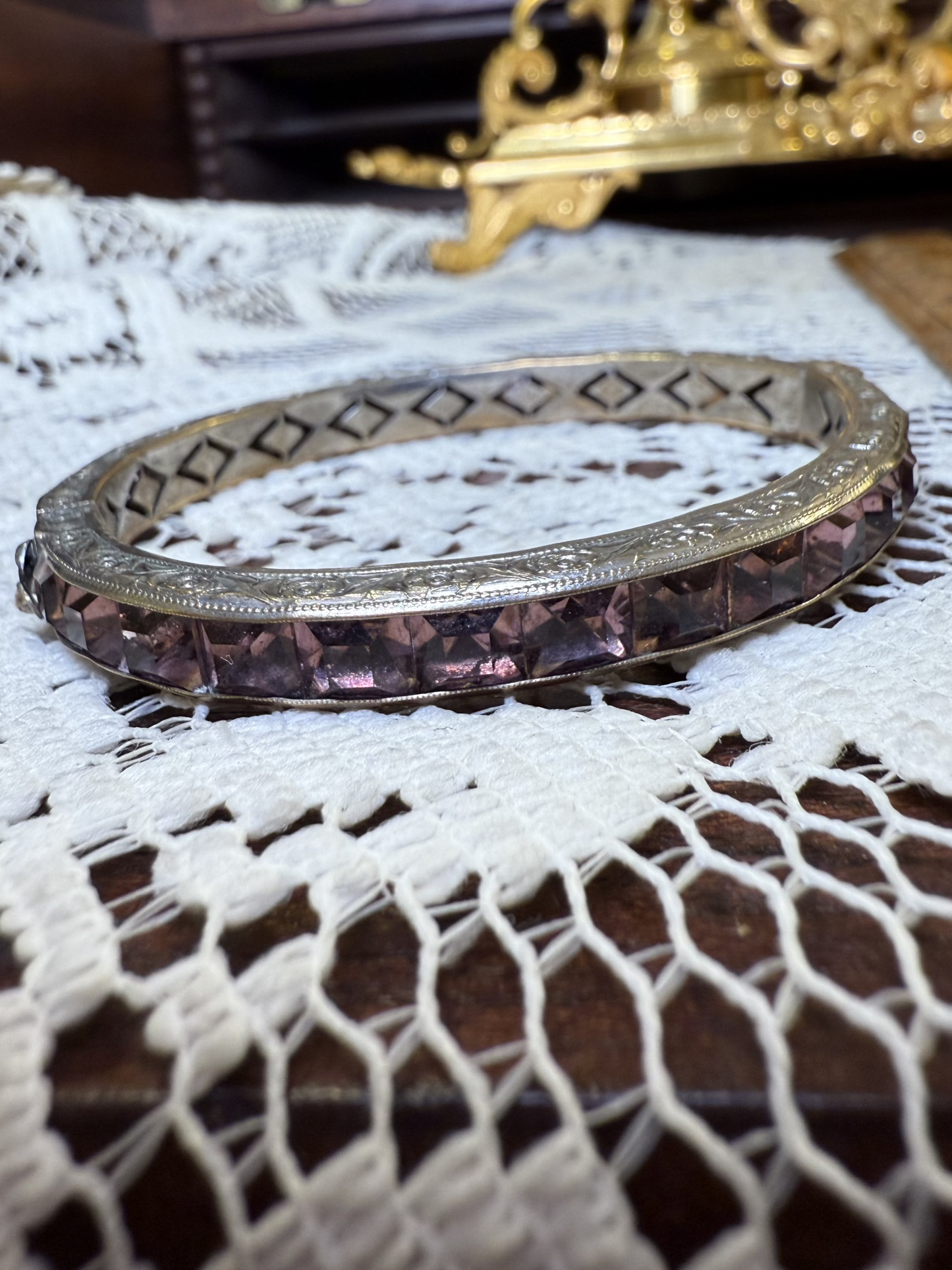 Antique Art Deco Purple Crystal Bracelet