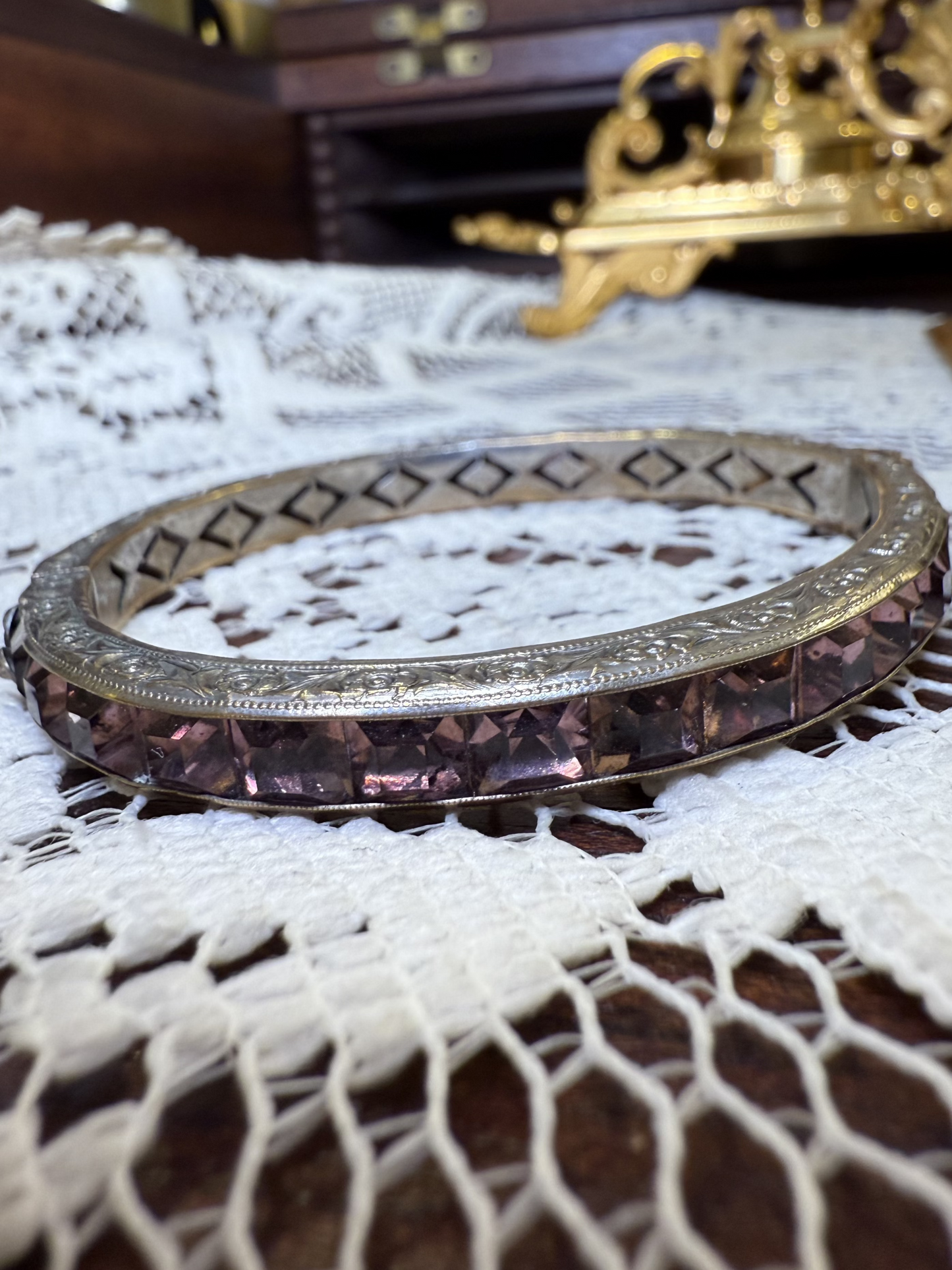 Antique Art Deco Purple Crystal Bracelet