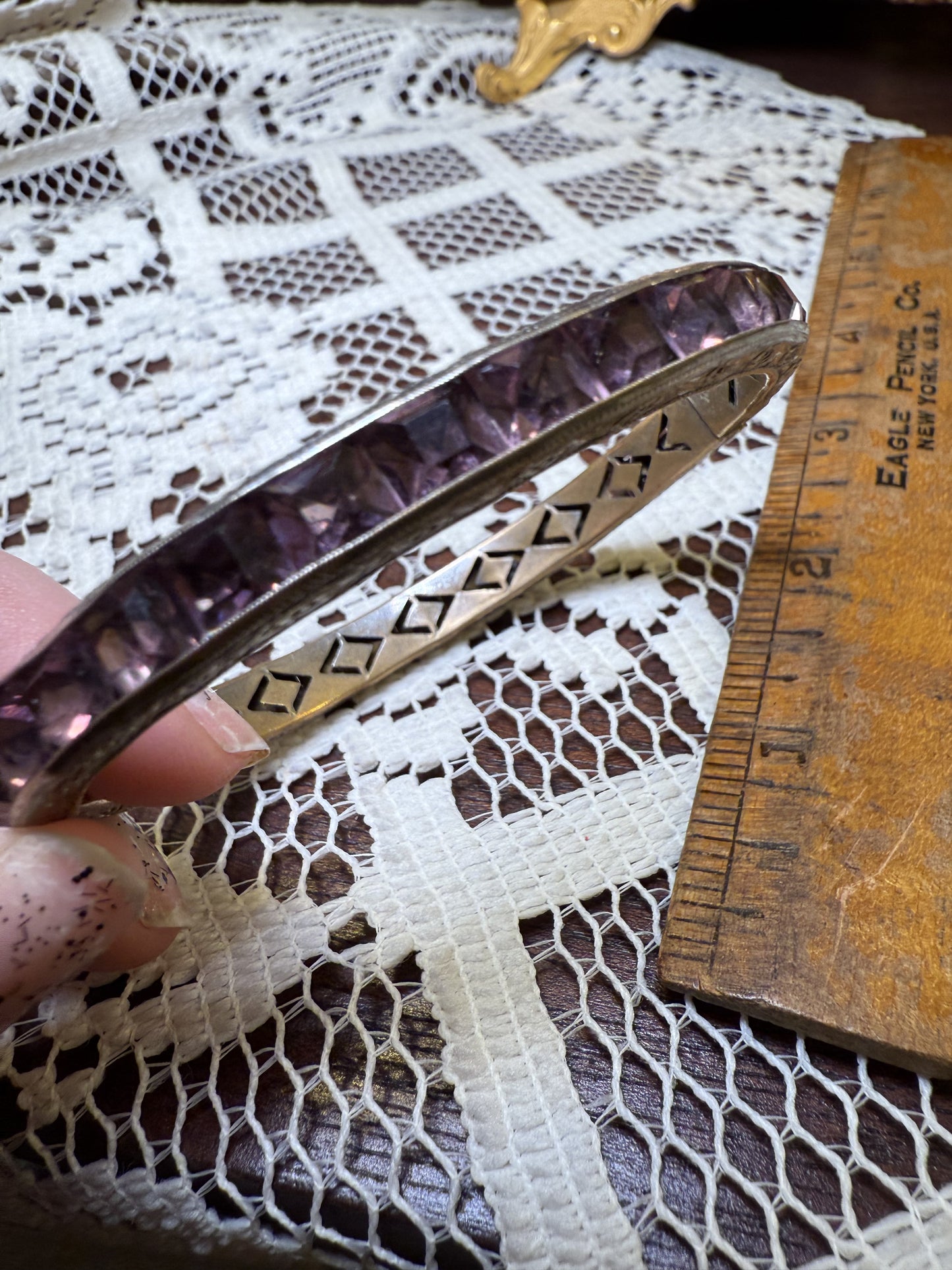 Antique Art Deco Purple Crystal Bracelet