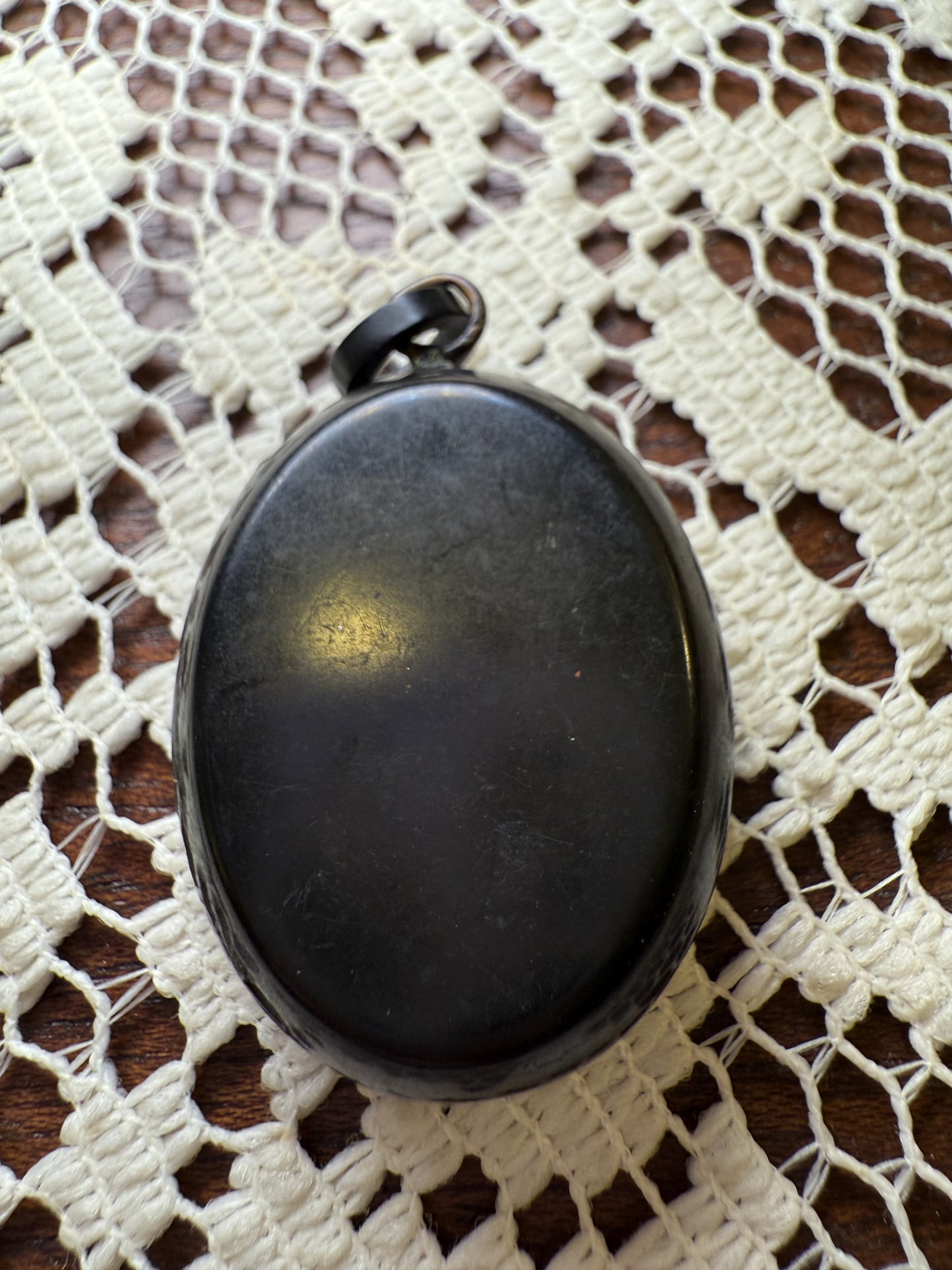 Antique Victorian Vulcanite Minimalist Carved Locket