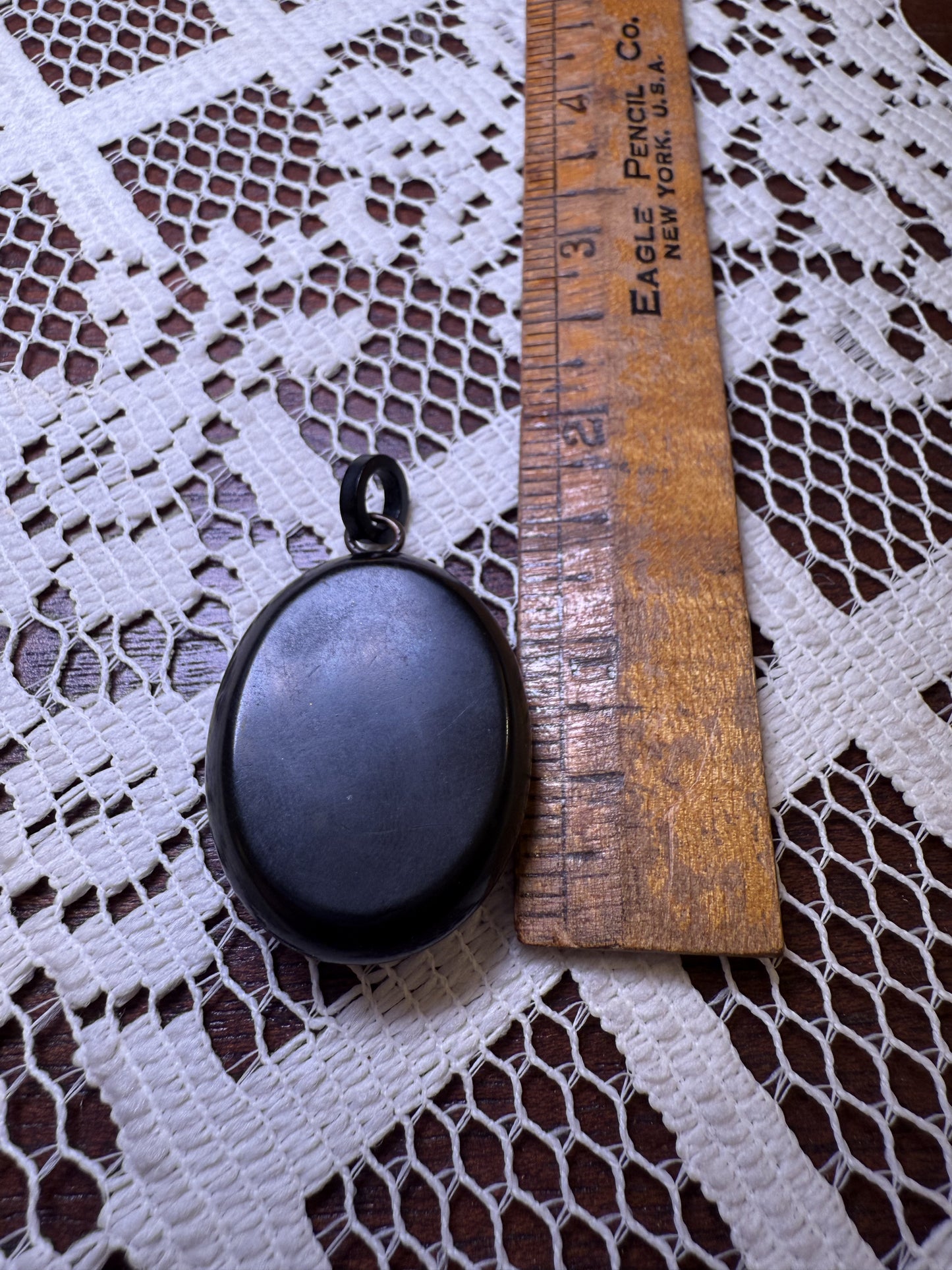 Antique Victorian Vulcanite Minimalist Carved Locket