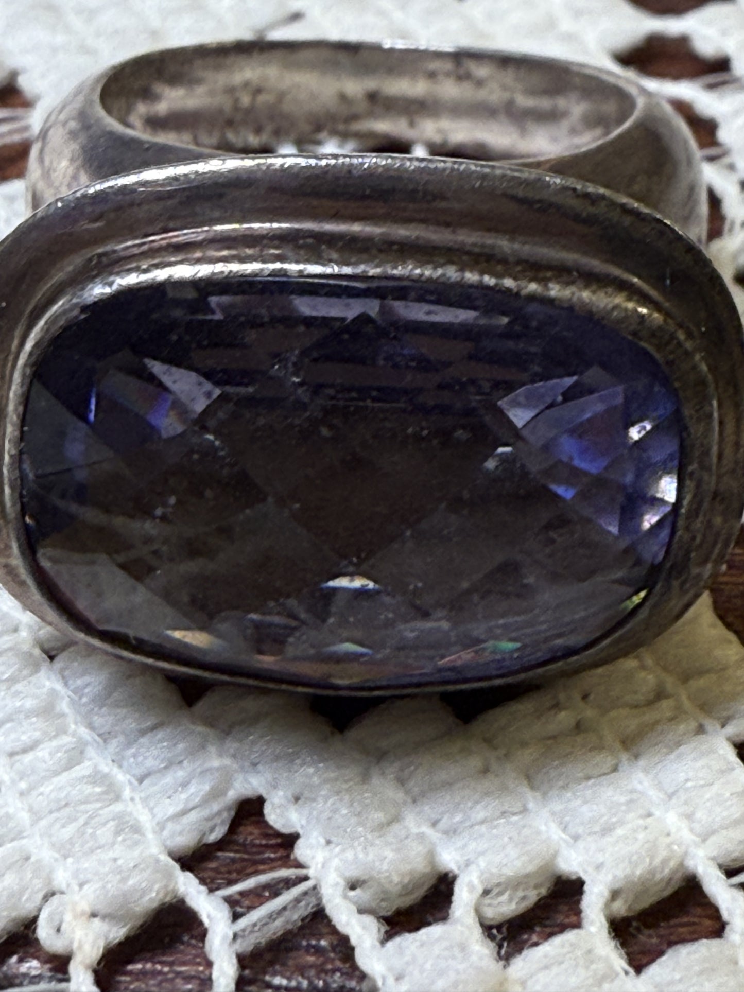 Vintage Chunky Purple Sterling Silver Ring