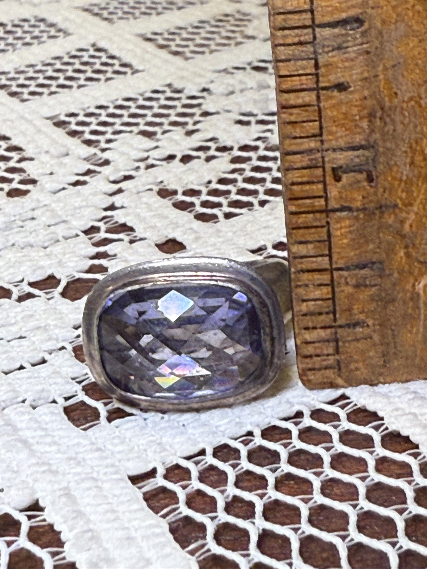 Vintage Chunky Purple Sterling Silver Ring