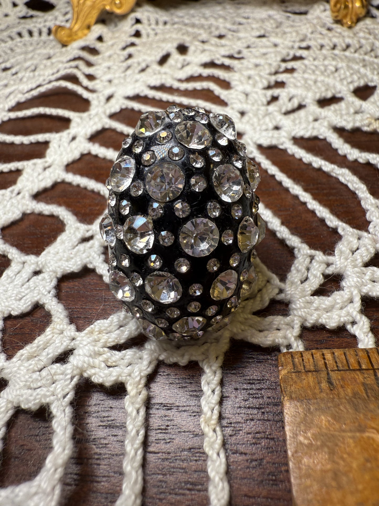 Vintage Oversized Crystal Rhinestone Statement Ring