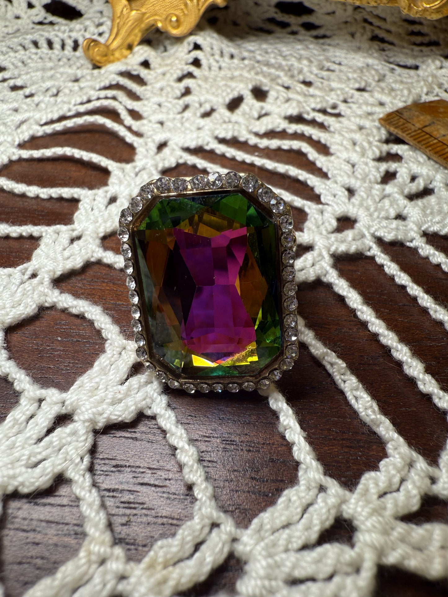 Vintage Oversized Watermelon Crystal Ring