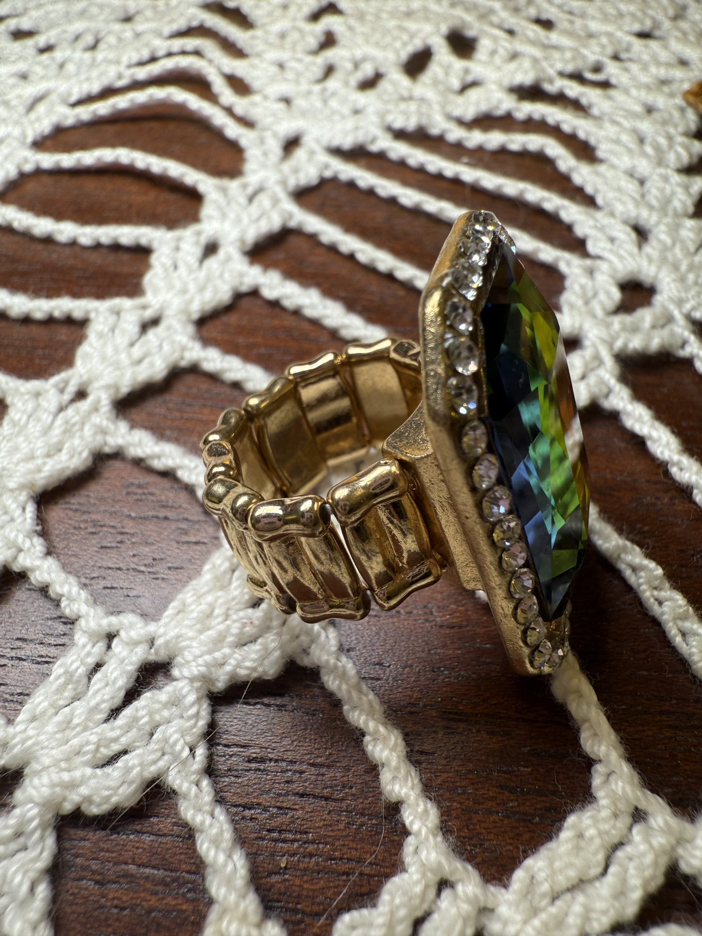 Vintage Oversized Watermelon Crystal Ring