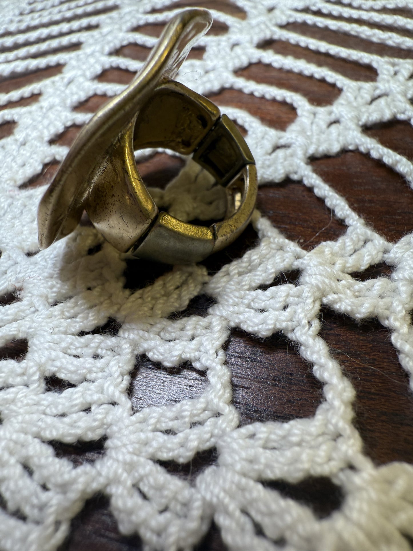 Vintage Brutalist Rhinestone Gold Ring