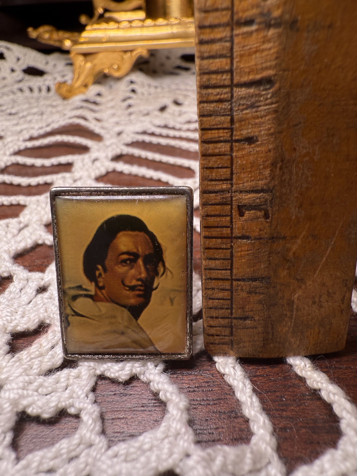 Vintage Salvador Dali Portrait Miniature Ring