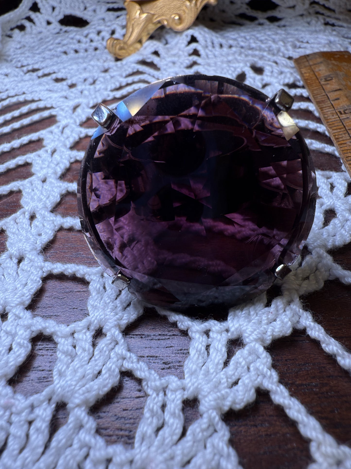 Giant Dries Van Noten Purple Crystal Cocktail Ring