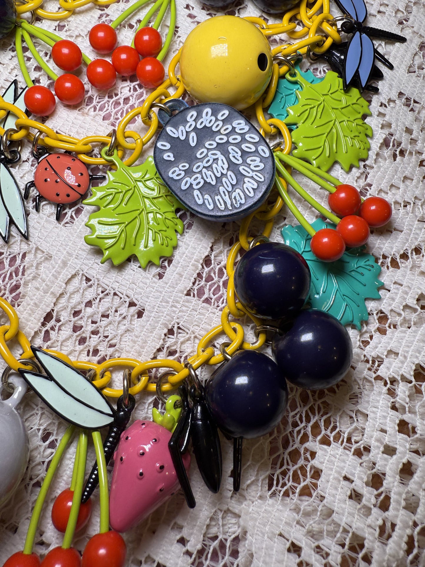 Vintage Fruit Salad Charm Necklace