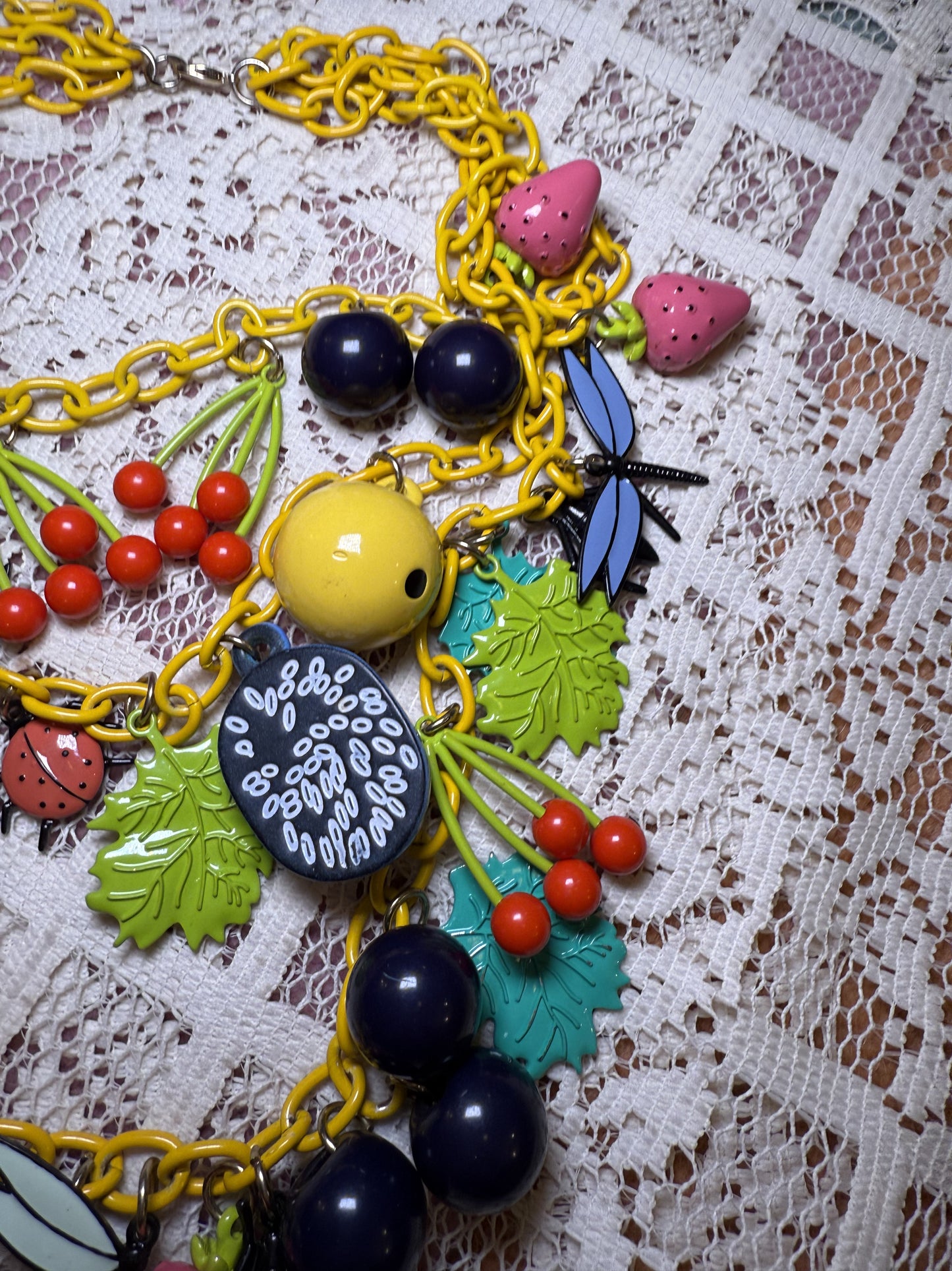 Vintage Fruit Salad Charm Necklace