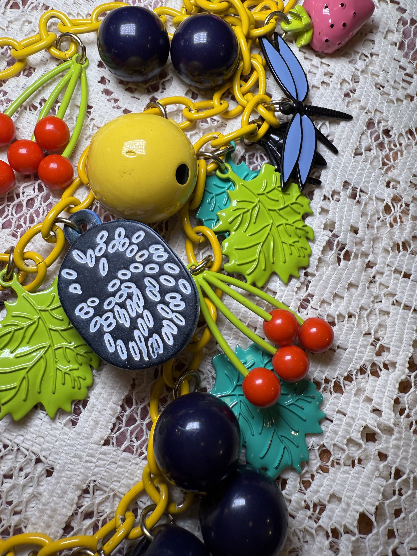 Vintage Fruit Salad Charm Necklace