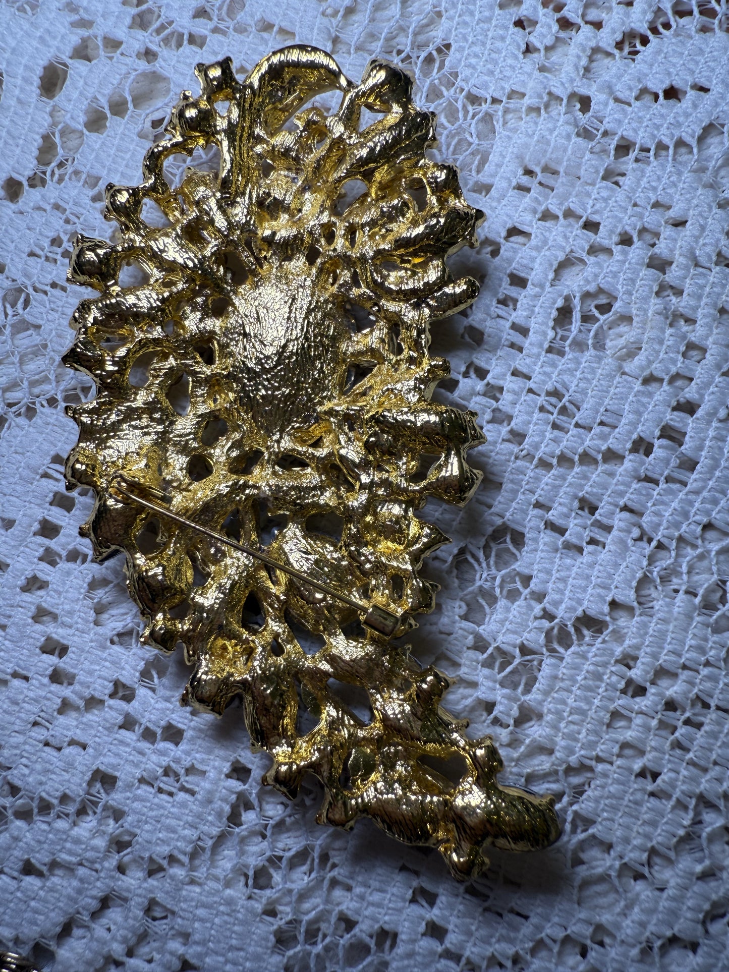 Massive Citrine Rhinestone Brooch