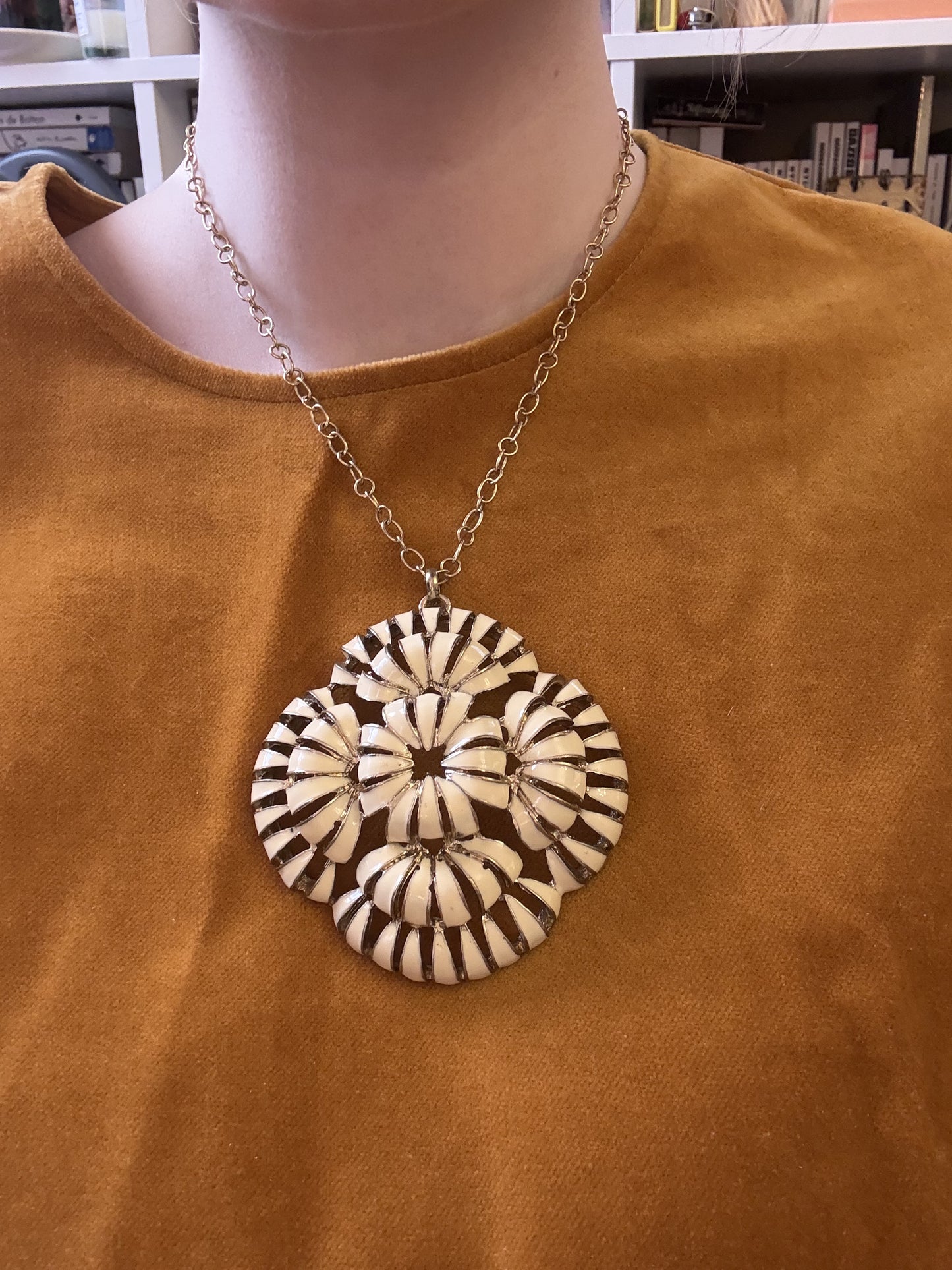 Vintage Midcentury Flower Medallion Pendant