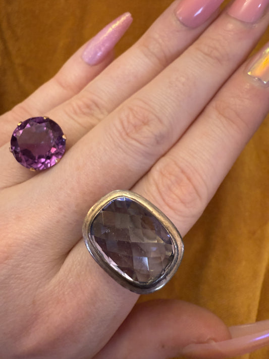 Vintage Chunky Purple Sterling Silver Ring