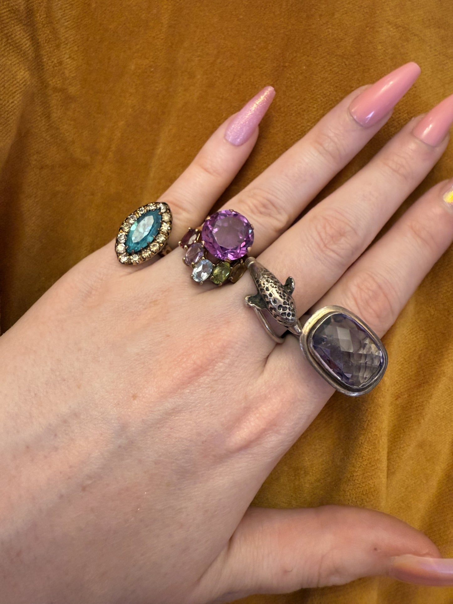 Vintage Chunky Purple Sterling Silver Ring