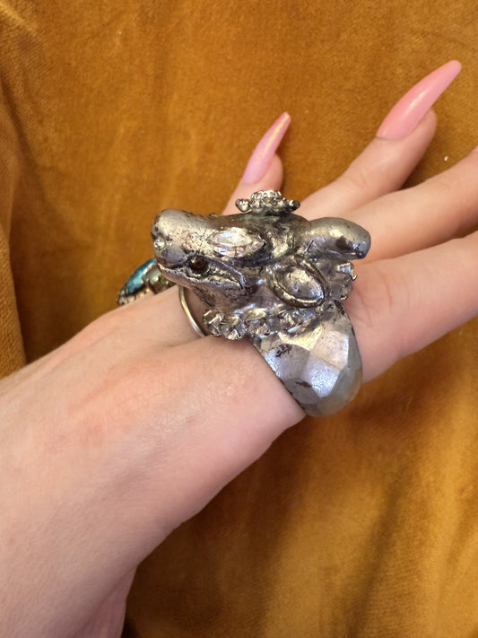 Vintage Chunky Crystal Bull Ring