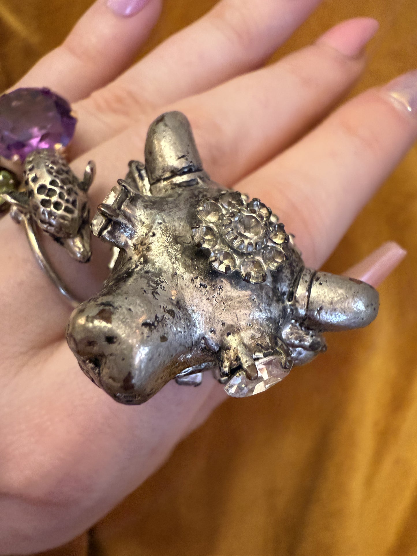 Vintage Chunky Crystal Bull Ring