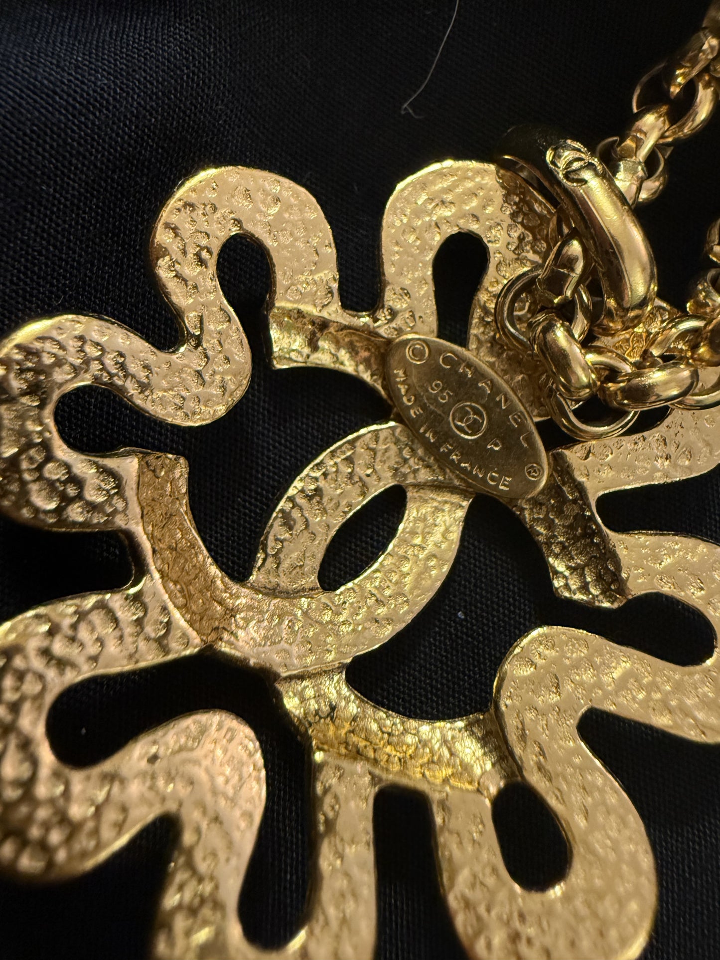 Vintage Chanel 1995 Lucky Clover Gold Pendant Necklace