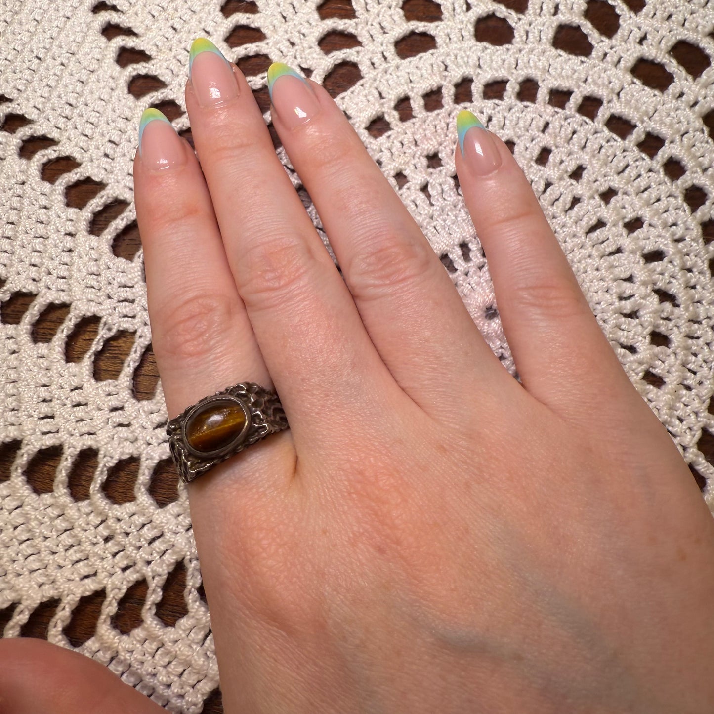 Vintage Silver Tiger's Eye Cabochon Ring