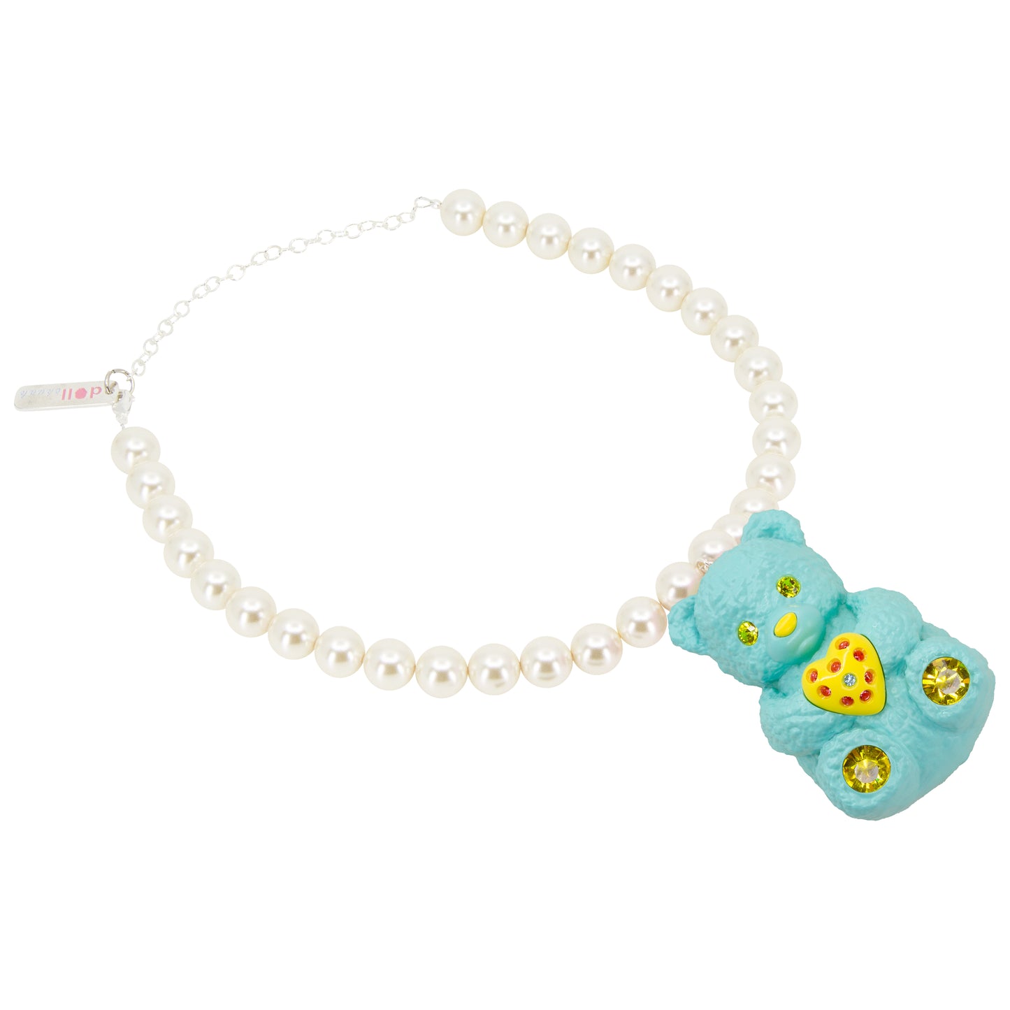 Blueberry Bear Heart Charm Mood Pearl Necklace