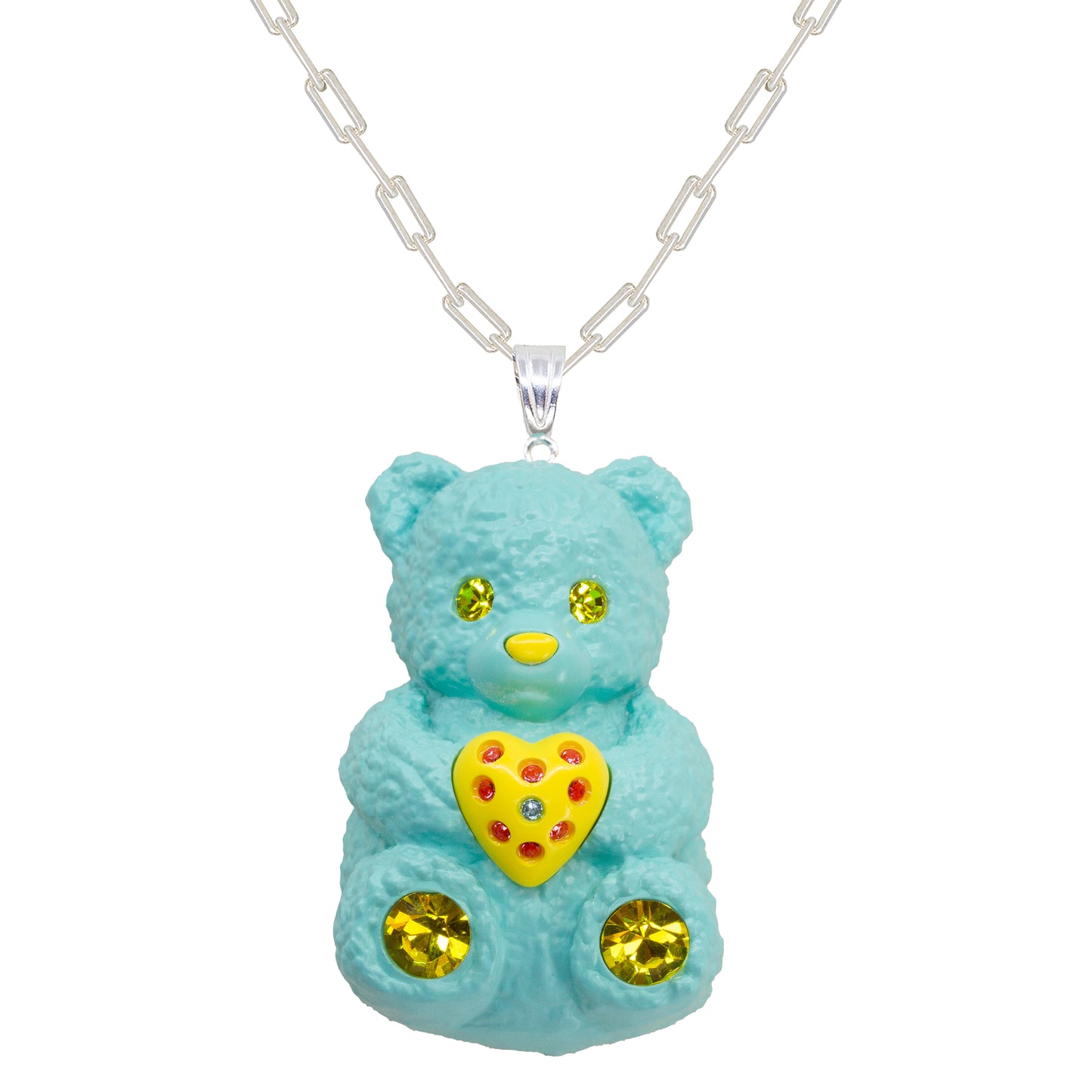 Blueberry Bear Heart Charm Mood Pendant