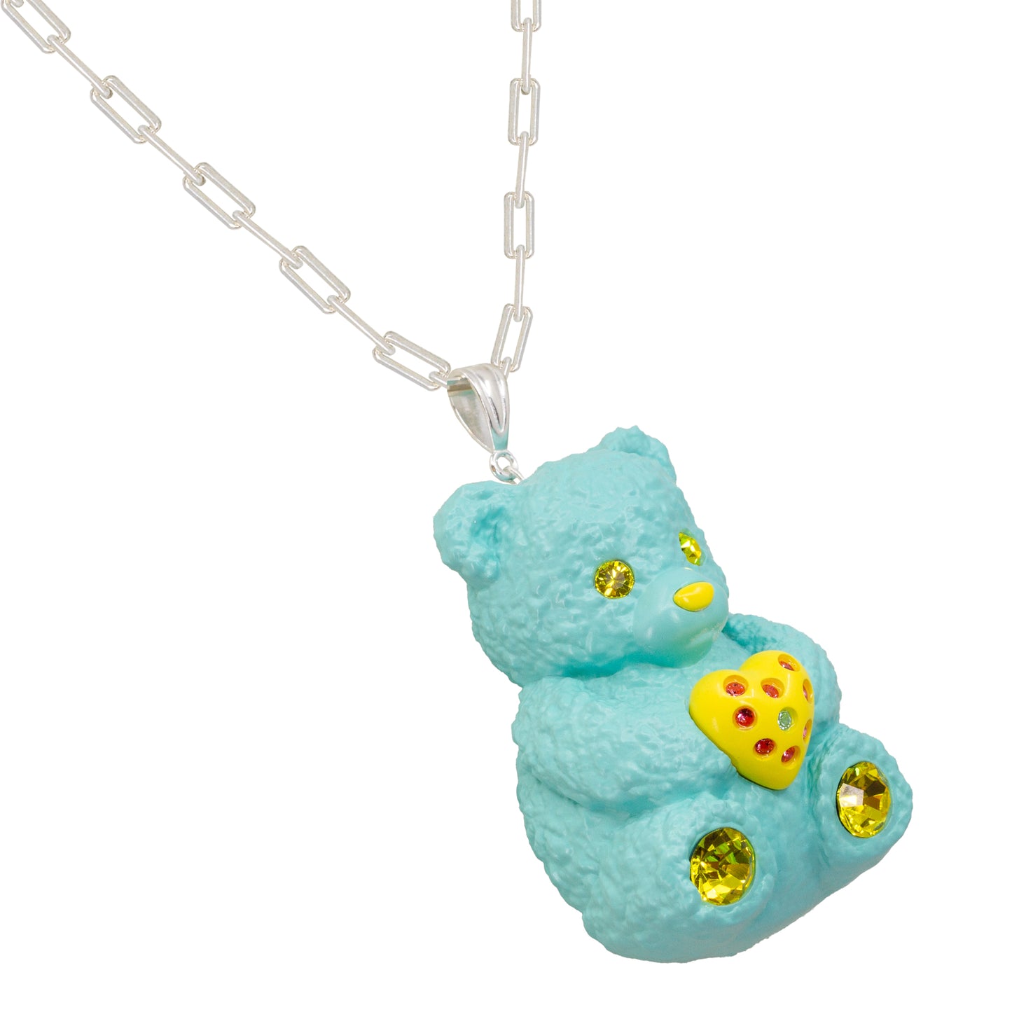 Blueberry Bear Heart Charm Mood Pendant