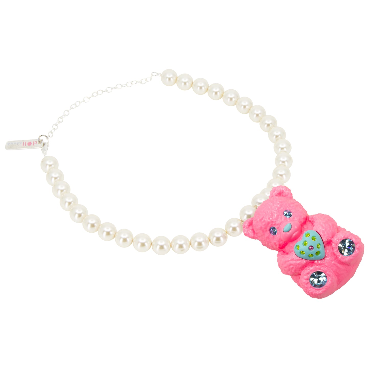 Bubble Gummy Bear Heart Charm Mood Pearl Necklace