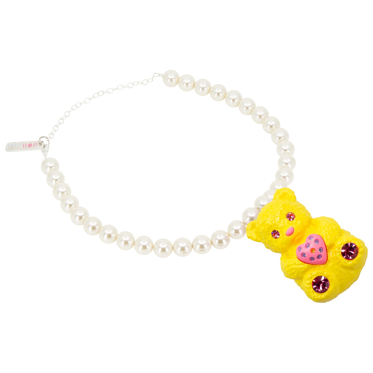 Butter Bear Heart Charm Mood Pearl Necklace